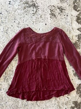 Altar’d State Women's Burgundy Long Sleeve Top